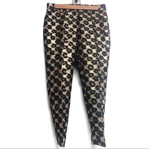 Ann Taylor Petite Gold black foil flowers Trouser